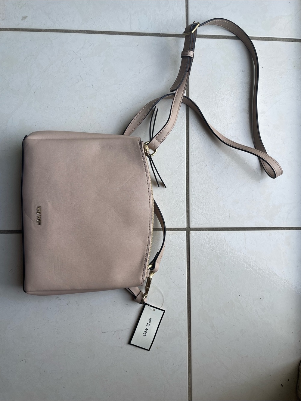 Nine West Pale Blush Leather Crossbody Bag